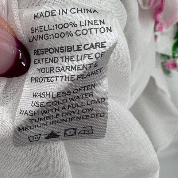 Hill House The Paz 100% Linen Mini Skirt In Pink Roses - Picture 7 of 8